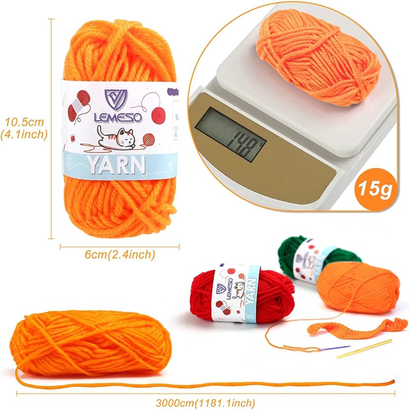 12 Skeins Acrylic Yarn for Knitting and Crochet - Multicolor, 28 Yards Each