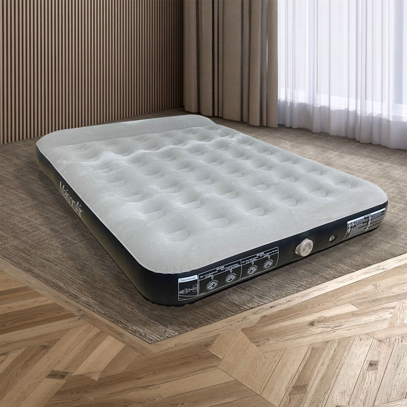 Queen Air Mattress with Built-In Pillow and Rechargeable Pump - Waterproof & Puncture-Resistant