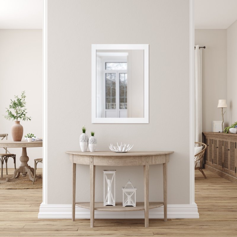 24-Inch White Wall Mounted Bathroom Vanity Mirror - Rectangular Design - Variation: 24 x 30