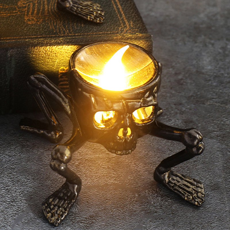 LED Skull Candle Lamp - Flameless Halloween Decor for Indoor & Outdoor Use