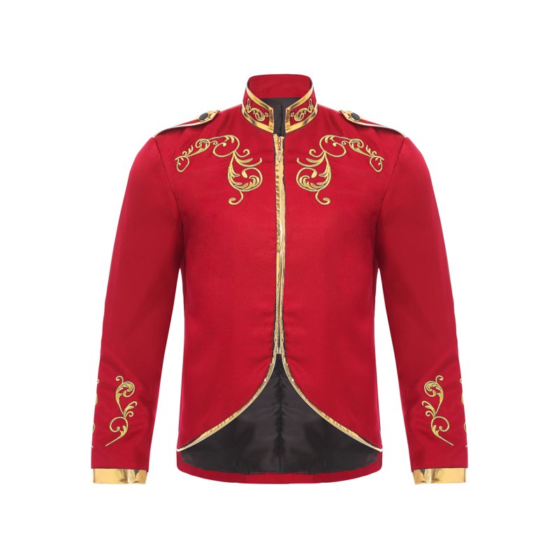 Medieval Royal Prince Costume Coat for Men - Red XXL Renaissance Embroidered