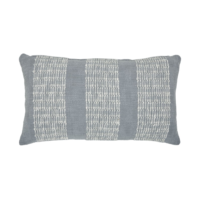 Grey Textured Panel Stripe Cotton-Rich Decorative Pillow - 14x24 Inches - Variation 1