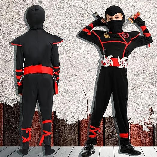 Kids Ninja Costume Set for Boys with Accessories - Black, Size M