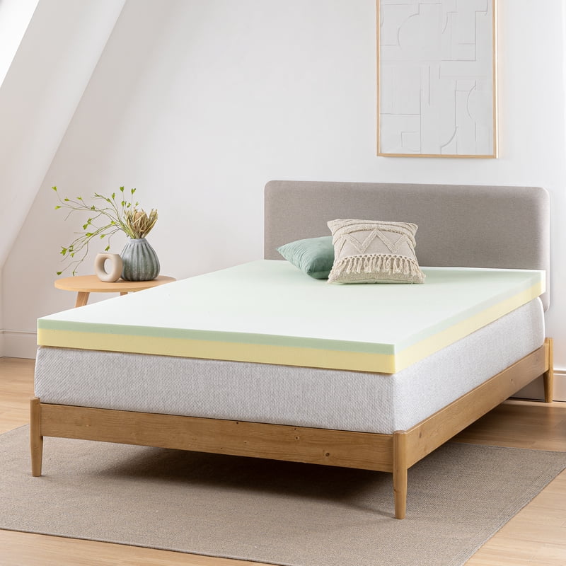 King Green Tea Memory Foam Mattress Topper - 4 Inch, Odor-Absorbing Support