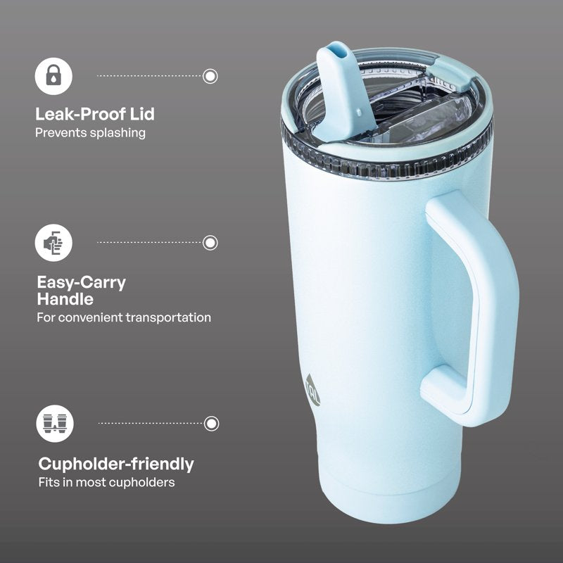 32oz Stainless Steel Skye Tumbler with Flip-Up Straw - Light Blue Shimmer