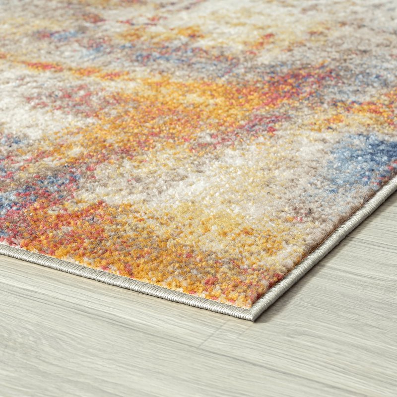 Contemporary Abstract Indoor Area Rug 5'3'' x 7'3'' Multi-Color Polyester - Kid & Pet Friendly