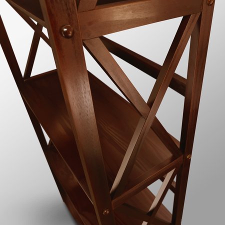 Montego 63'' Solid Rubberwood Bookcase - Walnut Finish