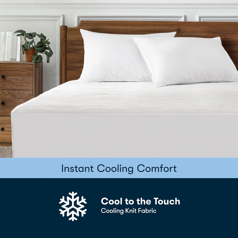 Serta Sleep Chill Cooling Mattress Pad - Full Size, Hypoallergenic, Stay-In-Place Fit