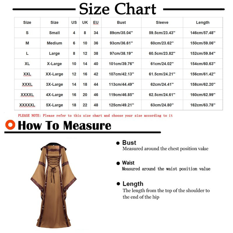 Women Long Sleeve Gothic Splicing Dress - Casual Halloween Cosplay XL