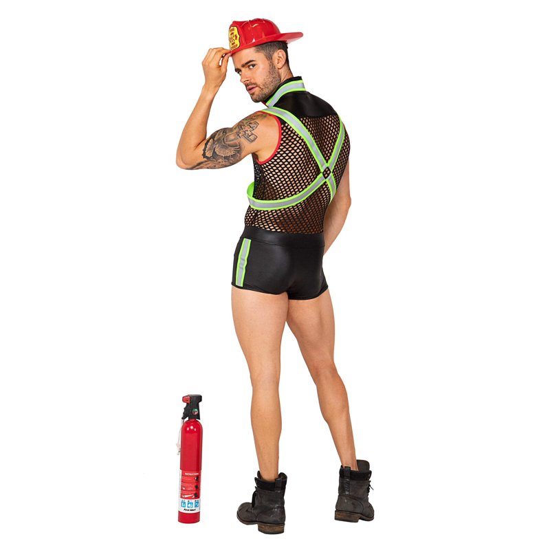 Men's Firefighter Costume L - Fireman Fever Cosplay Outfit with Helmet & Harness