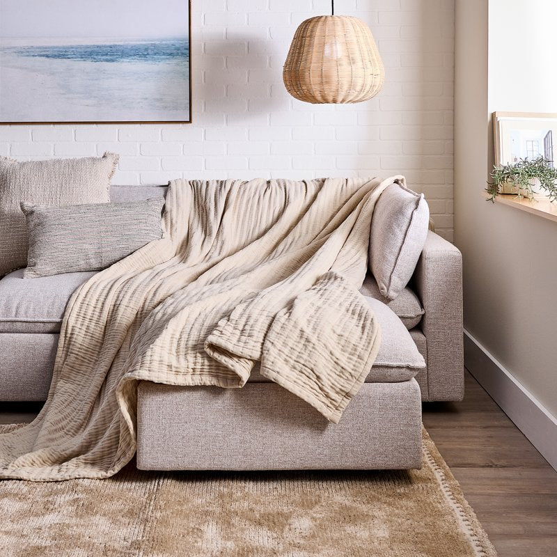 Better Homes & Gardens Chenille Gauze Bed Blanket King Size - Papyrus Beige