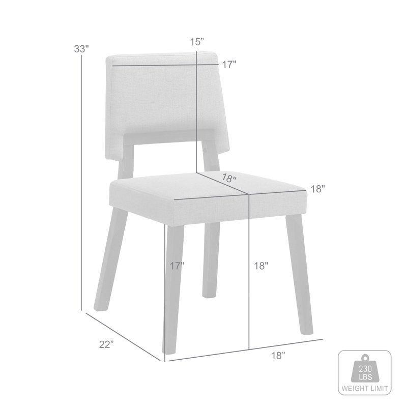 Wood Dining Chairs Set of 2 - Walnut Finish with Orange Fabric
