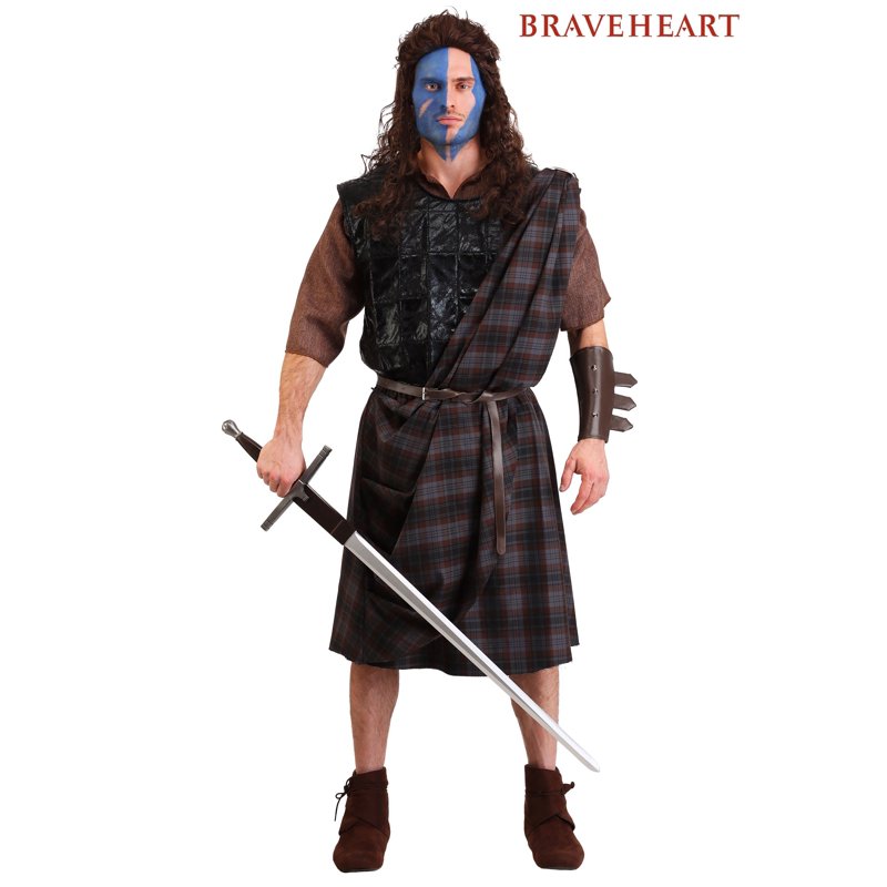 Men's Plus Size Braveheart Costume with Kilt & Armor - Standard