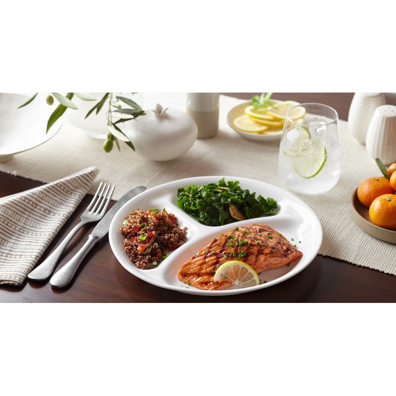 10.25-Inch Round Divided Dinner Plate - Winter Frost White