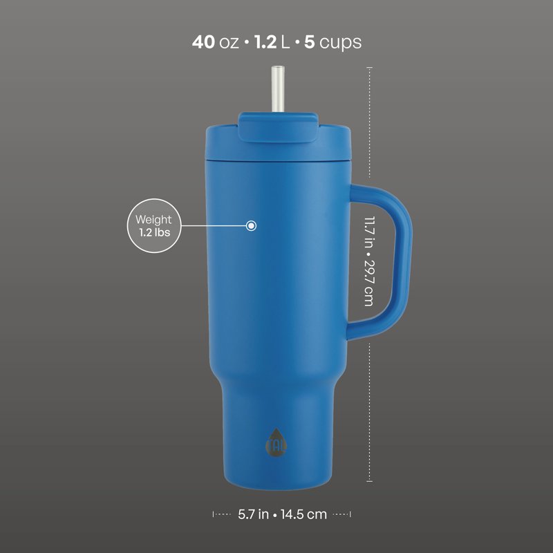 40oz Stainless Steel Hudson Tumbler with Straw - Blue