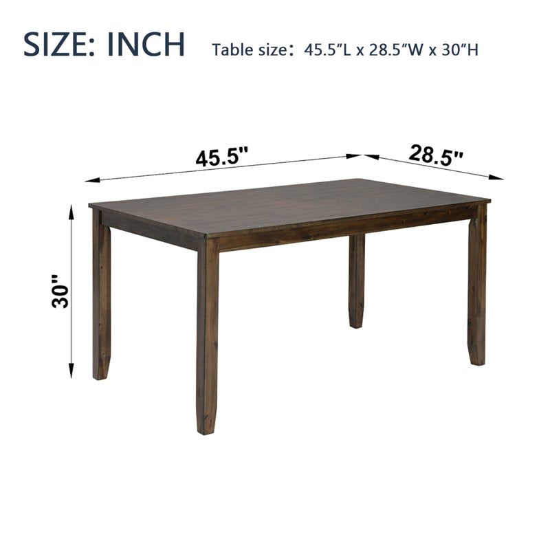 45.5" Rectangular Wooden Dining Table - Seats 4, Walnut Finish