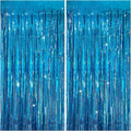 Skiennix Tinsel Curtain Backdrop - Blue Glitter Foil Fringe for Birthday, Wedding & Party Decor | 2 Packs