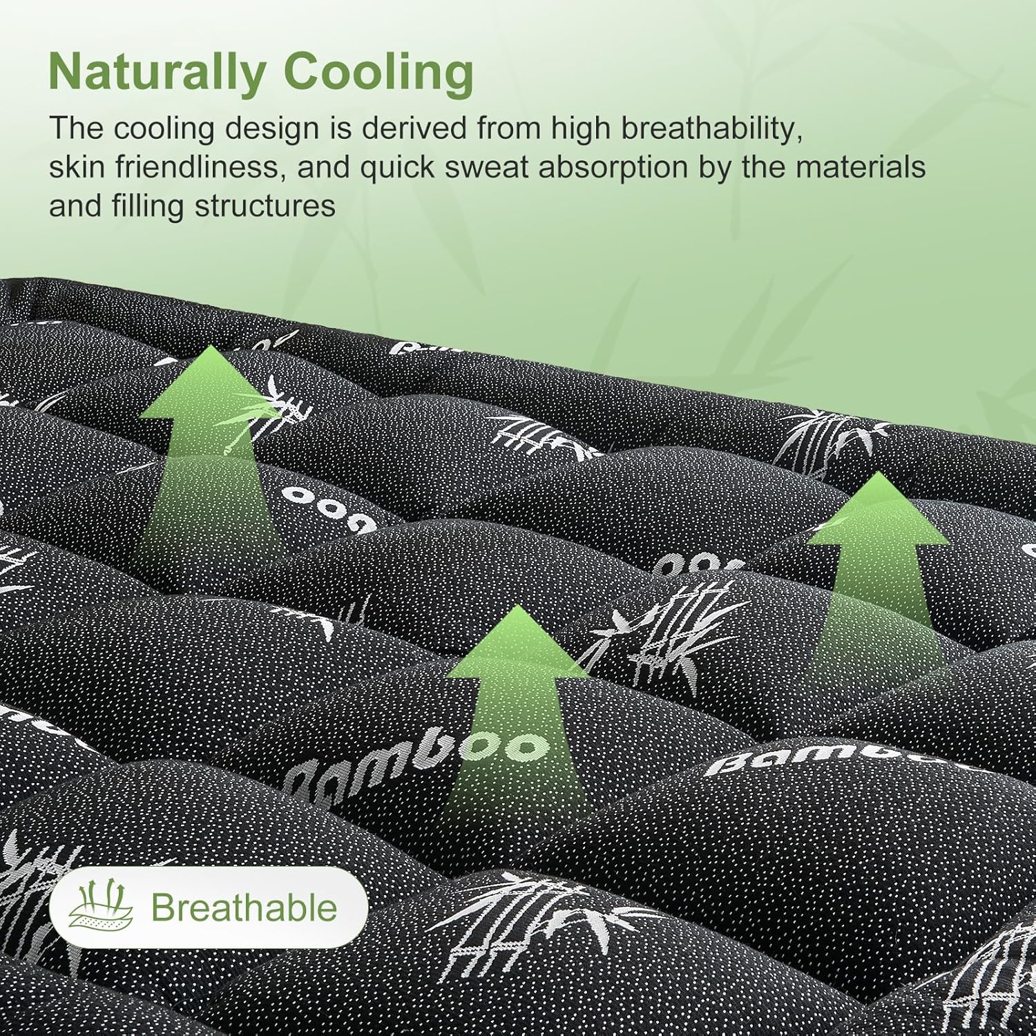 Skiennix Queen Size Mattress Topper - Soft Bamboo Viscose Pillow Top for Back Pain Relief | Cooling Dark Grey with Deep Pocket (8-21 Inch)