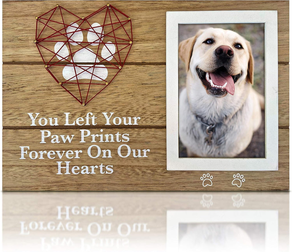 OakiWay Pet Memorial Picture Frame - 4x6 Paw Print Design for Dog & Cat Remembrance Gifts