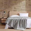 Eddie Bauer - Full Size Heated Blanket, Ultra-Soft Rib Plush Bedding with Solid Sherpa Reverse, Throw Blanket with 10 Heat Settings & Auto Shut-Off (Lookout Mountain Grey)