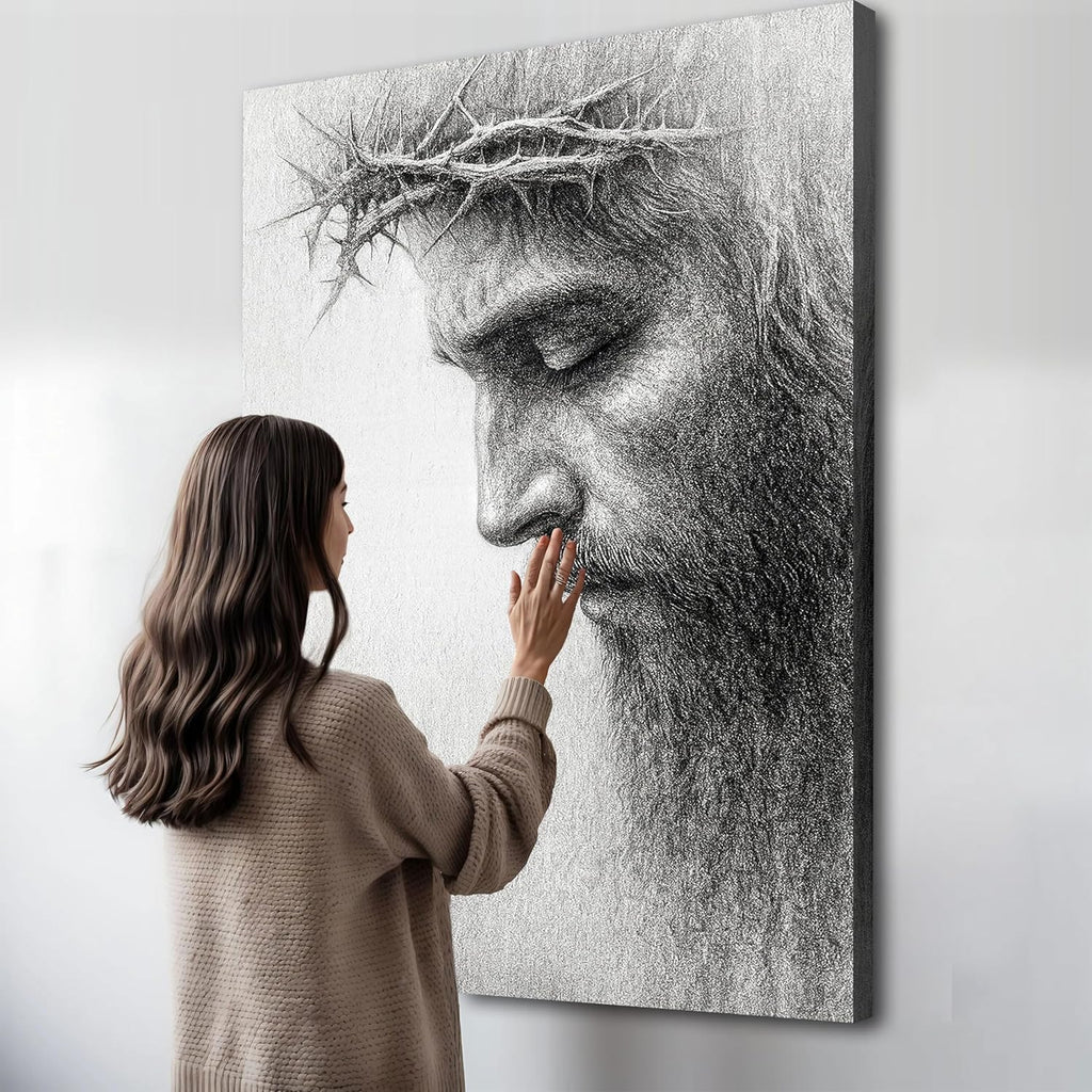 TAILORED CANVASES Jesus Crown of Thorns Canvas Wall Art - Spiritual Christian Home Decor 12x18