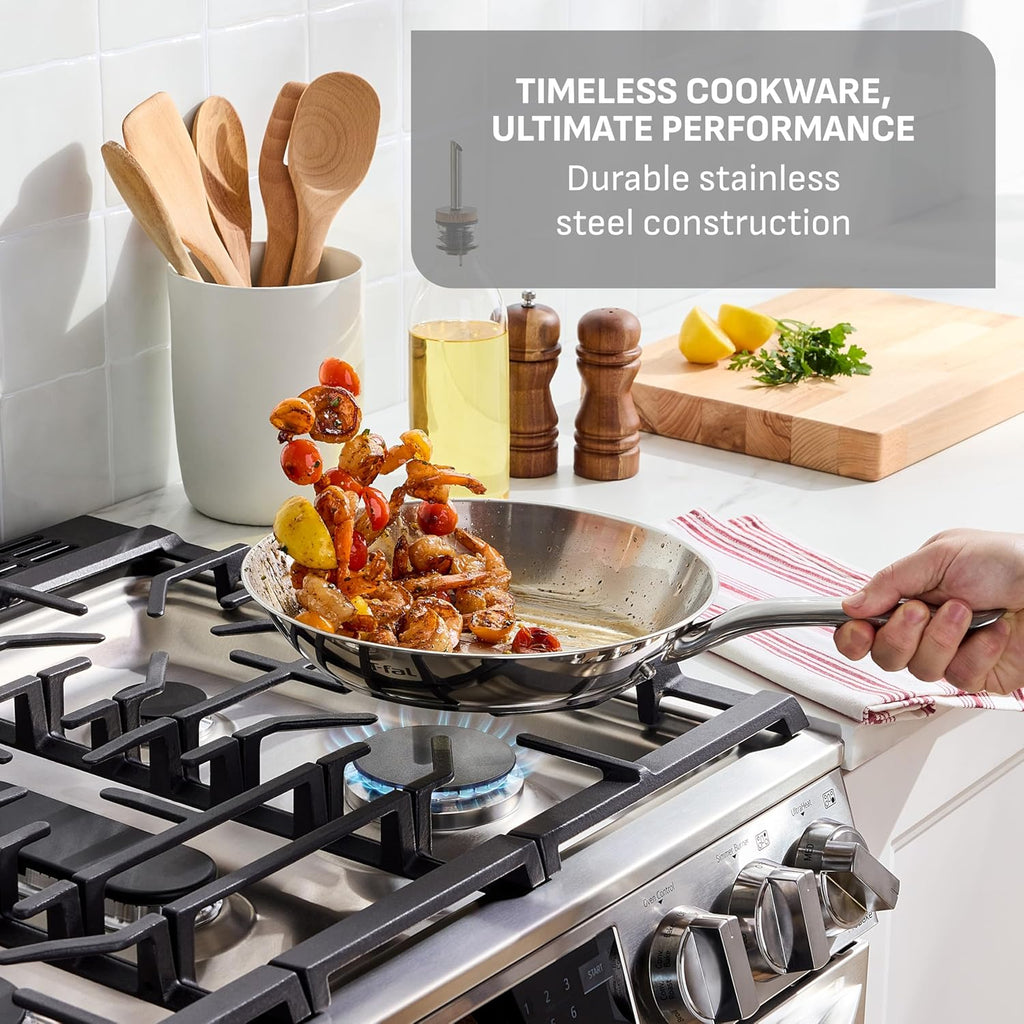 T-Fal Gourmet Stainless Steel Pan Set - 11" & 12" Induction Compatible, Dishwasher & Oven Safe to 500°F