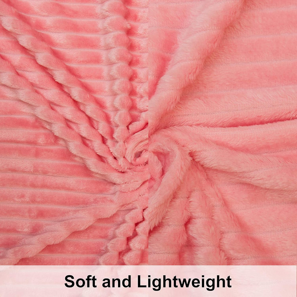 NTBAY Flannel Toddler Blanket - Fluffy, Warm & Lightweight Reversible Stripes | 30x40 Inches, Pink