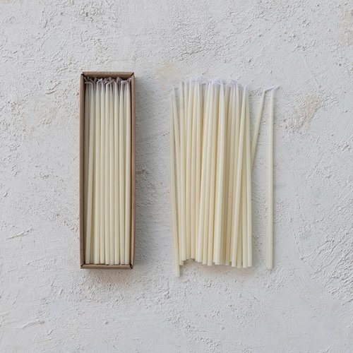 Creative Co-Op 36-Piece Unscented Thin Taper Candles in Box, Ivory