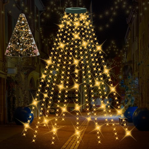Christmas Tree Lights, 400 LED Christmas Light with 8 Light Modes & Memory Function, 8.2FT x 16 Lines String Lights with Timing Function for Christmas Decorations - Warm White