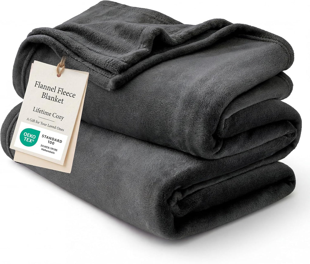 Bedsure GentleSoft Fleece Blanket | Full Size Charcoal - Soft, Lightweight, Plush Microfiber, 84x90 Inches