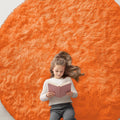 OLANLY Orange Round Rug - Soft & Fluffy 8 ft Circle Area Rug for Bedroom, Living Room & Nursery Decor