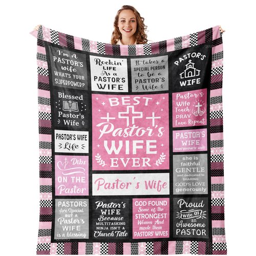 QOJUYO Pastor Wife Appreciation Gifts Blanket 60"x50", Pastor's Wife Christmas/Birthday/Appreciation Day Gifts