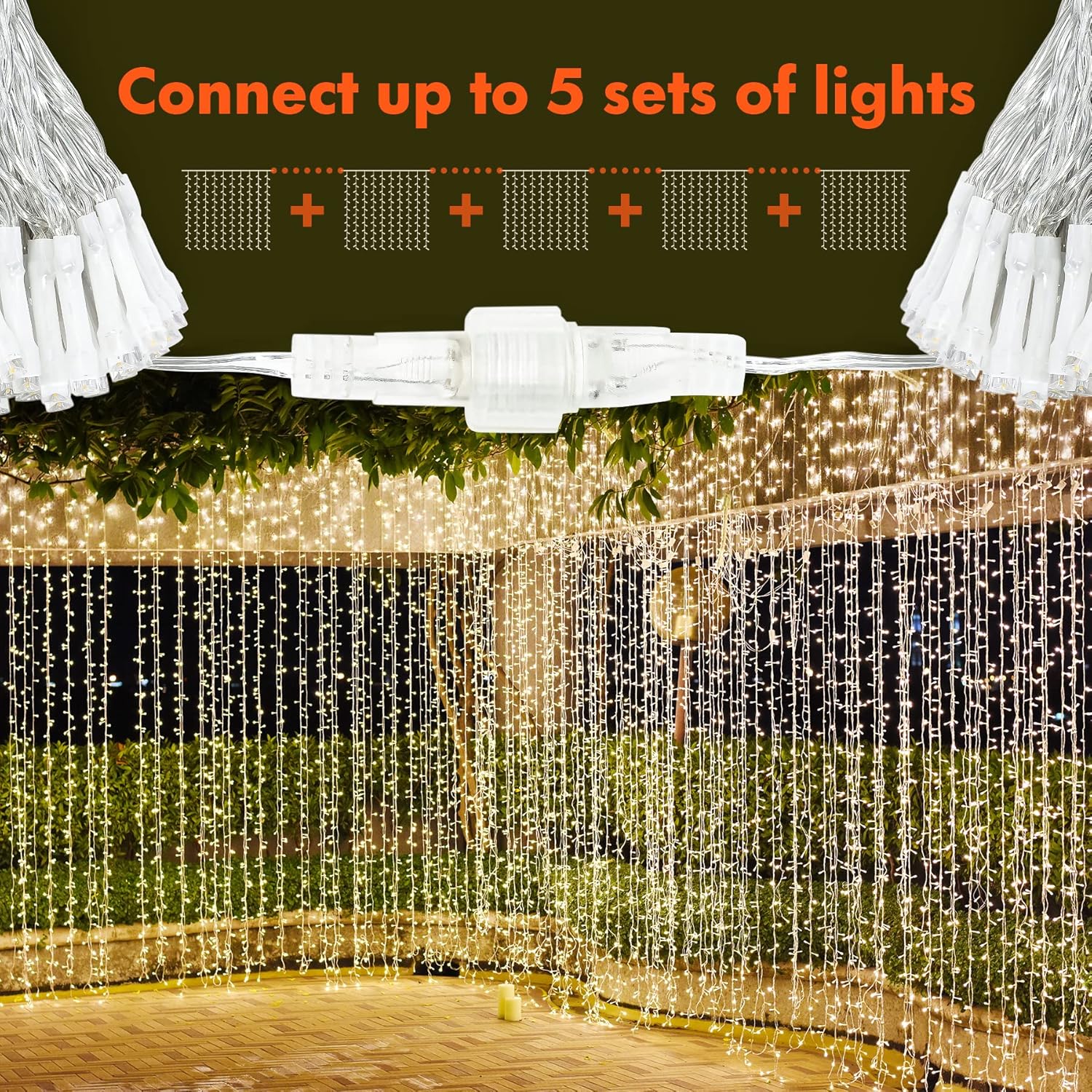 Twinkle Star 300 LED Curtain String Lights - 8 Modes Fairy Lights for Bedroom & Events | Warm White