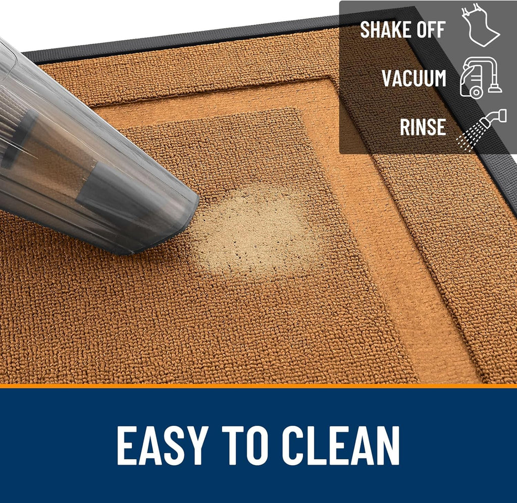 OLANLY Waterproof Front Door Mat - All-Season Indoor/Outdoor Doormat, Easy Clean, 29.5x17, Tangerine Orange