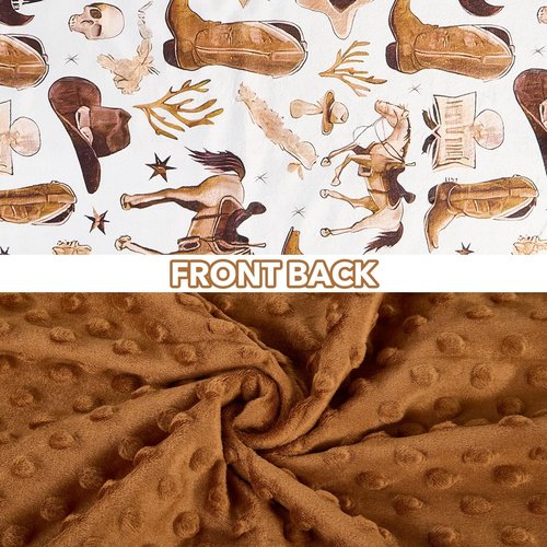 Cowboy Baby Blanket for Boys Girls Soft Fleece Minky Blanket with Dotted Backing Double Layer Newborn Toddler Blankie for Nursery Stroller Crib Gift to Son Nephew Grandson 26.5 * 40 Inches