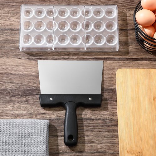 Baderke Polycarbonate Chocolate Molds with Chocolate Scraper Mould Bullet Clear Hard Plastic for Smoothing Cheese Cream Cake Scraper(Bullet)