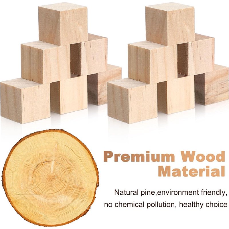 Unfinished Wooden Cubes 100 Pack - 1 Inch Craft Blocks for Art & DIY Projects