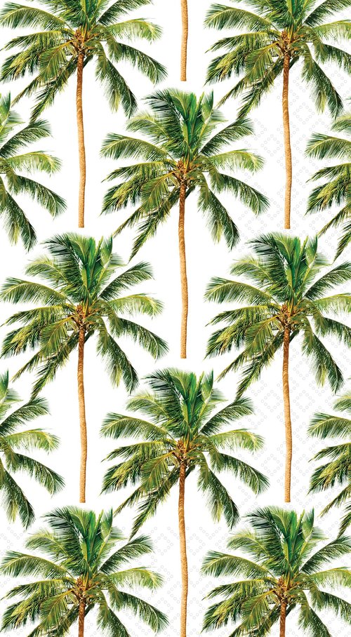 IHR Ideal Home Range Dinner Napkins Disposable 3-Ply Paper Hand Towels, 8.5" x 4.5", Palm Trees Pattern, 16-Count