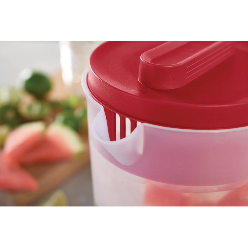 1 Gallon Clear Red Pitcher - BPA-Free Plastic Beverage Pitcher