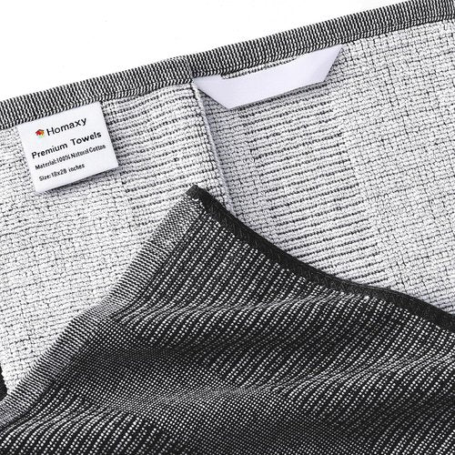 Homaxy Premium Kitchen Towels - Highly Absorbent Cotton Dish Towels (18”x28”, 6 Pack) | Black