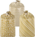 JOYIN Jumbo Gift Bags - 3 Pack 56”x36” Gold Plastic Holiday Present Bags for Christmas Decor & Large Toys