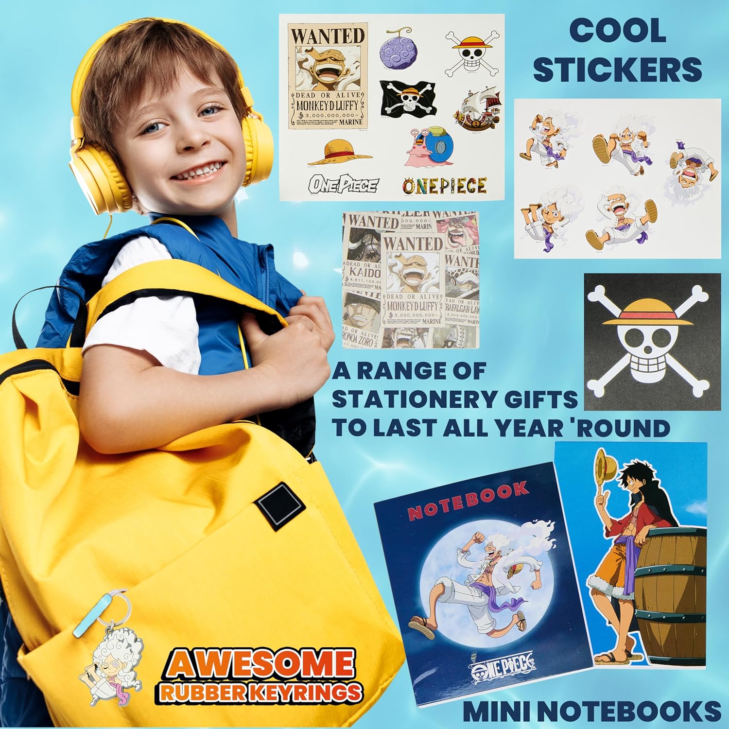 One Piece Advent Calendar 2025 - 24 Surprises Including Mini Notebook, Keychain & Pens for Kids & Teens