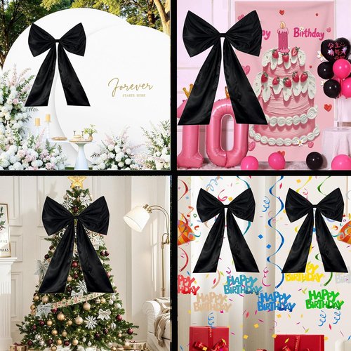 Giant Large Satin Ribbon Bow - 25x40 Inch | Elegant Black Bow for Weddings, Parties & Decor