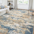 Area Rugs 5x7 Living Room: Large Soft Washable Rug Modern Abstract Anti-Skid Non-Shedding Carpet Indoor Floor Thin Carpets for Bedroom Dining Room Farmhouse Nursery Home Office Brown Blue