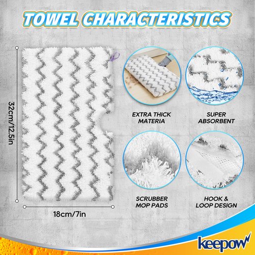 KEEPOW 5 Pack S3501 S3601 Steam Mop Replacement Pads Compatible with Shark S3500 Series S3501 S3601 S3550 S3901 SE450 S3801CO S3601D S2901 Steam and Scrub Pocket Mop Steamer Pads Washable