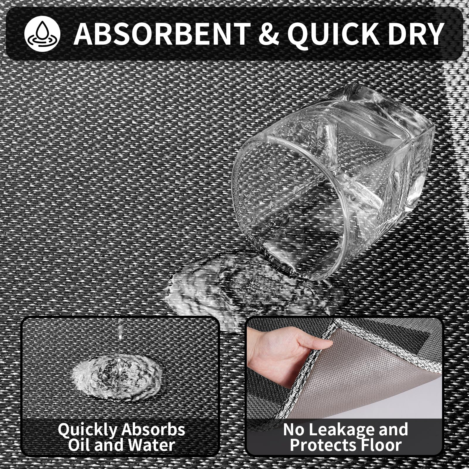 QiCaiJia Anti Fatigue Kitchen Mats for Floor, Super Absorbent Kitchen Rugs Non Slip Washable, Soft Linen Braided Kitchen Runner Rug, Standing Mat Kitchen Sink Mat, Easy to Clean, Brown 17x30