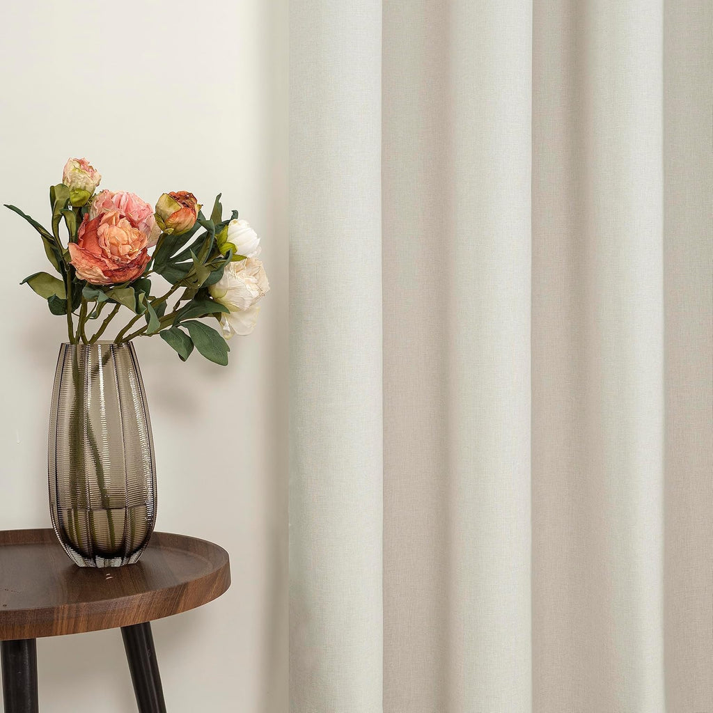 YoungsTex Linen Blackout Curtains - 63 Inch Thermal Insulated Drapes | Full Room Darkening, 2 Panels, Black