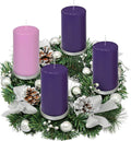 Silver Ribbon Advent Wreath Ring Candle Holder - Perfect for Large Pillar Candles | Festive Christmas Decor