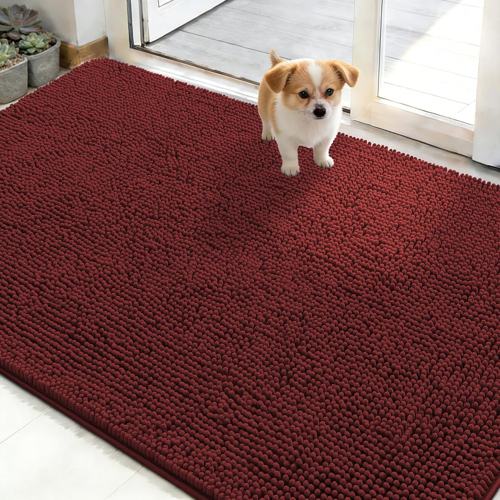 OLANLY Dog Door Mat - Absorbent Non-Slip Washable Doormat for Muddy Paws | 50x30, Caramel Russet