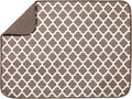 S&T INC. XL Dish Drying Mat - Absorbent Microfiber Kitchen Counter Pad, 18” x 24”, Taupe Trellis
